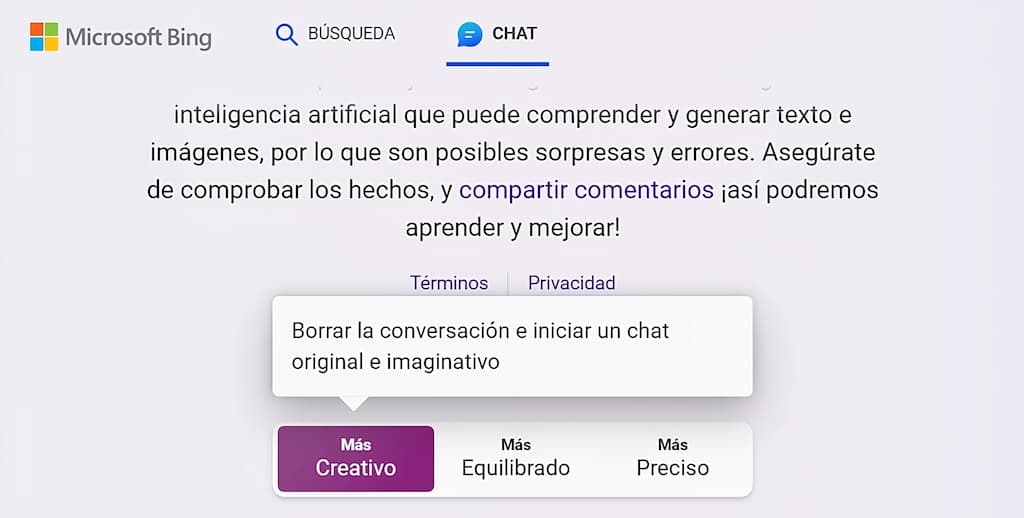 Para obtener los resultados de GPT4 elige la opción CREATIVA