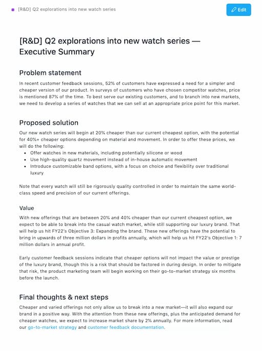 Ejemplo de un Resumen Ejecutivo