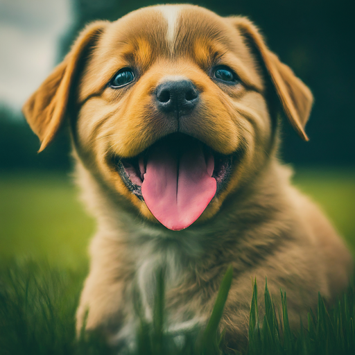 Prompt usado; Create an image of a cute puppy showing its tongue in a positive expression in a garden